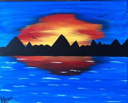 The image for $20 Kids’ Awesome Sunset! Super easy!11X14