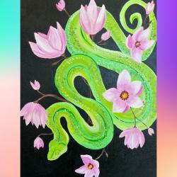 The image for Beautiful Snake and Flowers