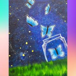 The image for Butterflies and fireflies at night!