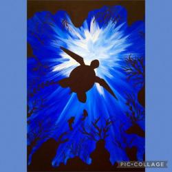 The image for Staring Up at a Sea Turtle Underwater!