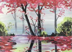The image for Leaf me be! I'm appreciating the scarlet stillness!