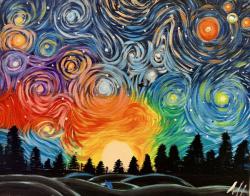 The image for Black Light Night Experience! Van Gogh Starry Sunset