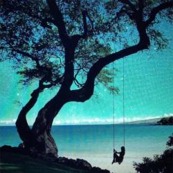 The image for Glowing swing in the moonlight!